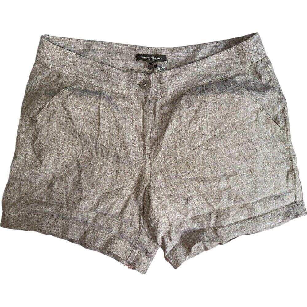 Tommy Bahama Sunset Chambray Linen Shorts Porcini Brown Womens 10‎ TW88094 NEW
